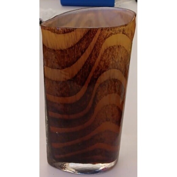 Brown And Orange Glass Year Shaped Vase - Picture 1 of 4